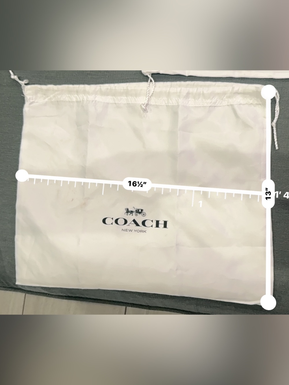 COACH satin White Drawstring Protective Dust Bag with Logo